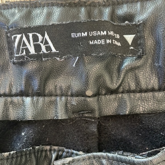Zara Faux Leather Flare Pants with Zipper at hem in Black Size Medium - Picture 9 of 12